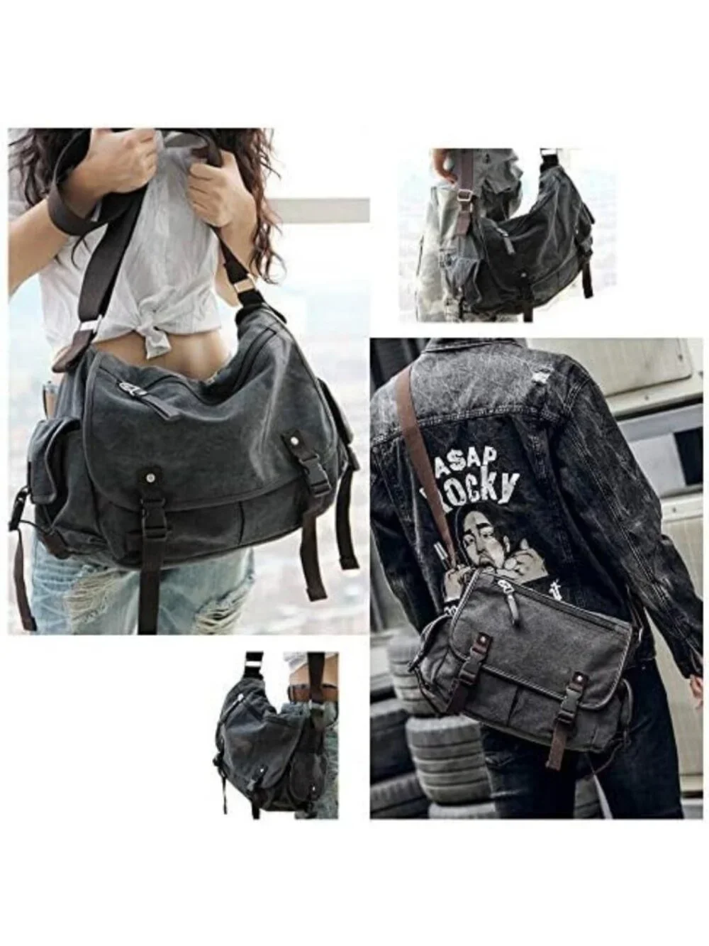 Vintage Canvas Messenger Bag for Laptops 13-17” | Large Shoulder Bag for Men